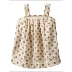 Baby Gap kids girls cream pink floral crochet lace polka dot tank top shirt 4 4T